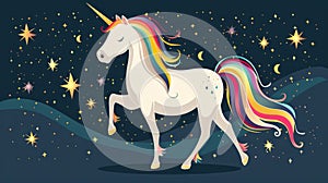 A greeting card with a playful and mystical theme, this card features a unicorn among the stars