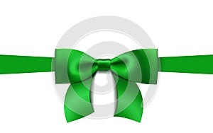 Greeting card with realistic green bow