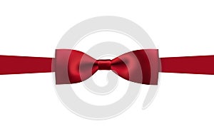 Greeting card with realistic red bow on a white background
