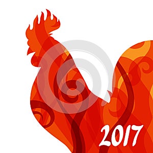 Greeting card with rooster symbol of 2017 by Chinese calendar