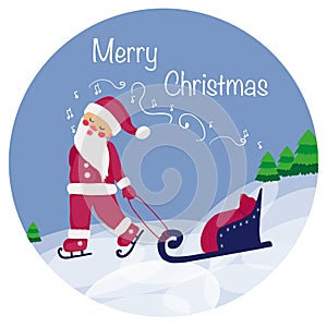 Greeting card with Santa in cartoon style