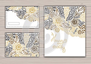 Greeting card set with abstract background