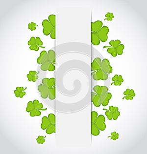 Greeting card with set shamrocks for St. Patricks