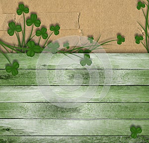 Greeting Card St. Patrick on old wooden background