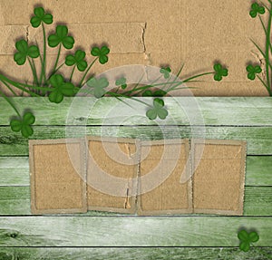 Greeting Card St. Patrick on old wooden background