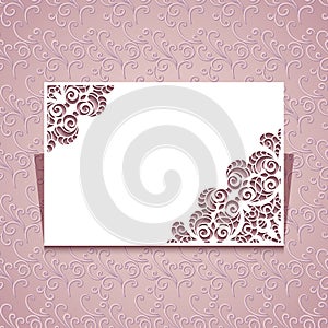 Greeting card template with lace corners