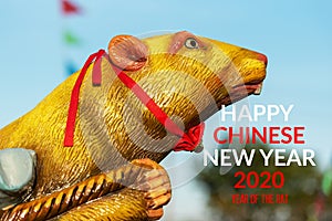 Greeting card with text - Happy Chinese New Year 2020, year of the rat