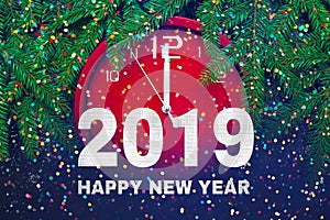 Greeting card with text Happy New Year 2019