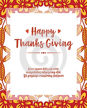 Greeting card thanksgiving, with cute autumn leaves frame. Vector