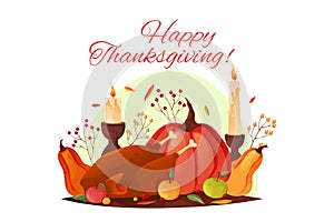 Greeting card for Thanksgiving day, festive banner