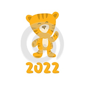 Greeting card with tiger cub and text - 2022.