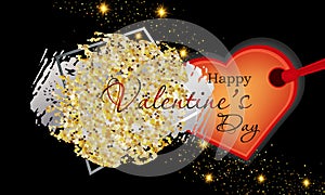 Greeting card Valentines day. Happy Valentine`s Day with stars and heart. photo