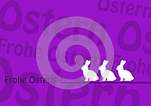 Greeting card in violet - happy easter - frohe ostern