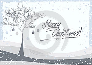 Greeting card with winter tree