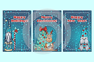 Greeting cards with christmas gnomes