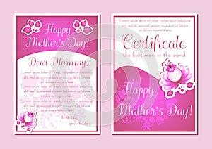 Greeting cards with pink floral ornament