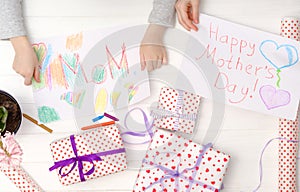 Greeting cards and presents for mother`s day