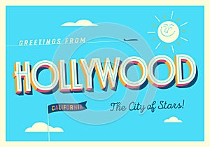 Greetings from Hollywood, California, USA - Touristic Postcard. photo