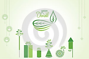 Greeting for celebrate green diwali concept photo