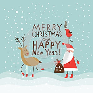 Greeting Christmas and New Year card