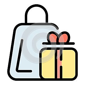 Greeting gift box icon vector flat