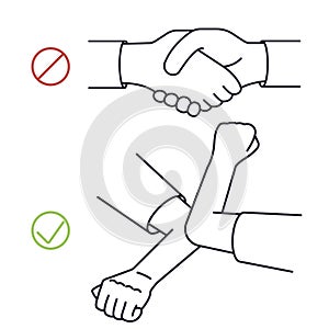 Greeting hit your elbow. Elbow bump