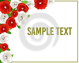 Greeting or invitation card with flowers for wedding, birthday and other holidays. Vector illustration.