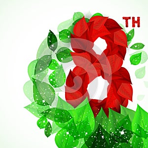 Greeting leaf card with March 8