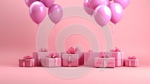 Greeting Pink Funny Party Wallpaper. Happy Birthday Greeting Card Banner Card Flyer Background Template