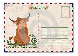 Greeting postal travel postcard art design with print