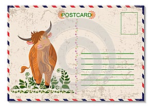 Greeting postal travel postcard art design with print