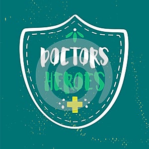 Greeting poster for doctors on green background. Vector