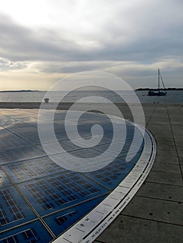 Greeting to the Sun Pozdrav suncu monument at the Adriatic Sea waterfront in Zadar, Croatia