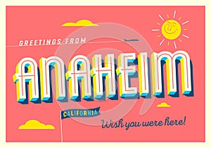 Greetings from Anaheim, California, USA - Touristic Postcard.