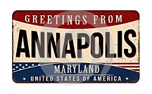 Greetings from Annapolis vintage rusty metal sign