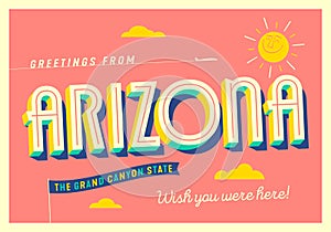 Greetings from Arizona, USA - Touristic Postcard.