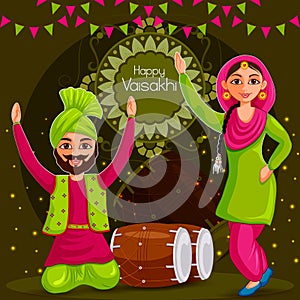 Greetings background for Punjabi New Year festival Vaisakhi celebrated in Punjab India