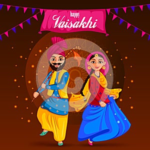 Greetings background for Punjabi New Year festival Vaisakhi celebrated in Punjab India