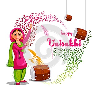 Greetings background for Punjabi New Year festival Vaisakhi celebrated in Punjab India