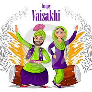 Greetings background for Punjabi New Year festival Vaisakhi celebrated in Punjab India