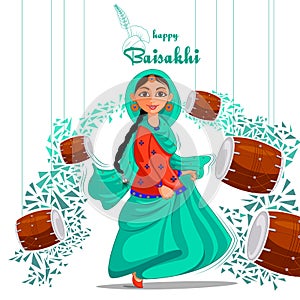 Greetings background for Punjabi New Year festival Vaisakhi celebrated in Punjab India