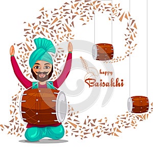 Greetings background for Punjabi New Year festival Vaisakhi celebrated in Punjab India