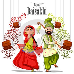 Greetings background for Punjabi New Year festival Vaisakhi celebrated in Punjab India