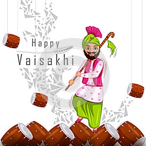 Greetings background for Punjabi New Year festival Vaisakhi celebrated in Punjab India