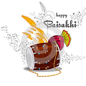 Greetings background for Punjabi New Year festival Vaisakhi celebrated in Punjab India