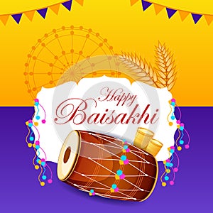 Greetings background for Punjabi New Year festival Vaisakhi celebrated in Punjab India