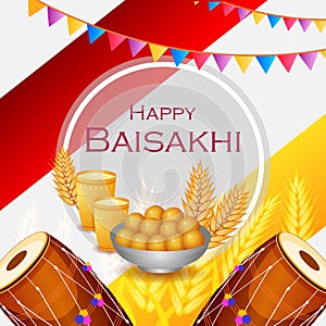 Greetings background for Punjabi New Year festival Vaisakhi celebrated in Punjab India