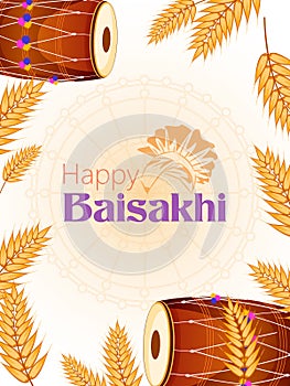 Greetings background for Punjabi New Year festival Vaisakhi celebrated in Punjab India