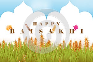 Greetings background for Punjabi New Year festival Vaisakhi celebrated in Punjab India