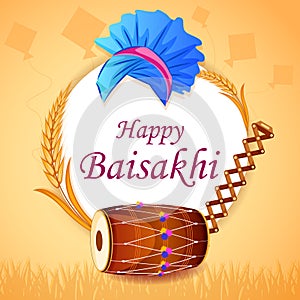 Greetings background for Punjabi New Year festival Vaisakhi celebrated in Punjab India